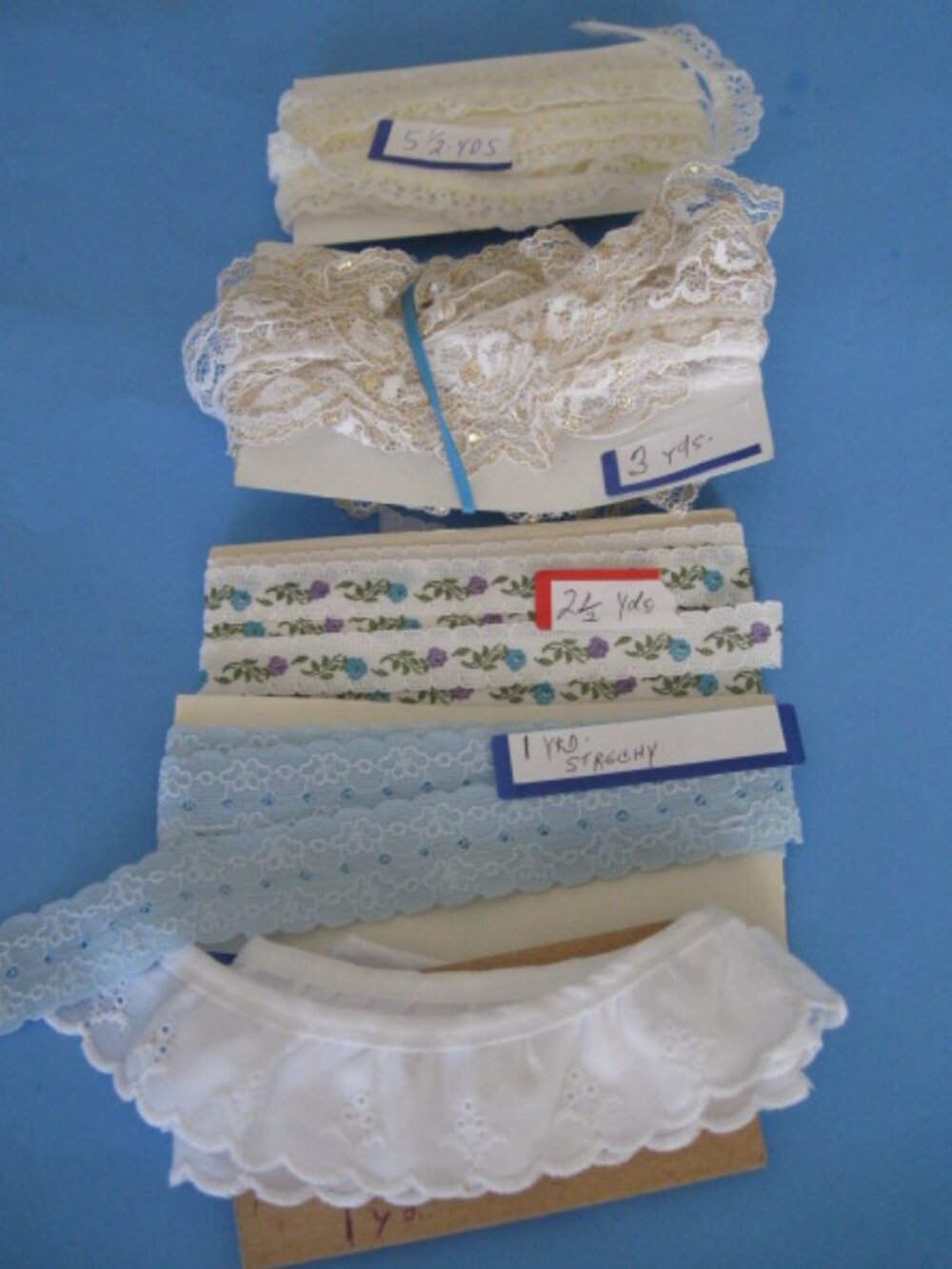 13 Yds Assorted Sewing Lace Border Trim Eyelet Vintage